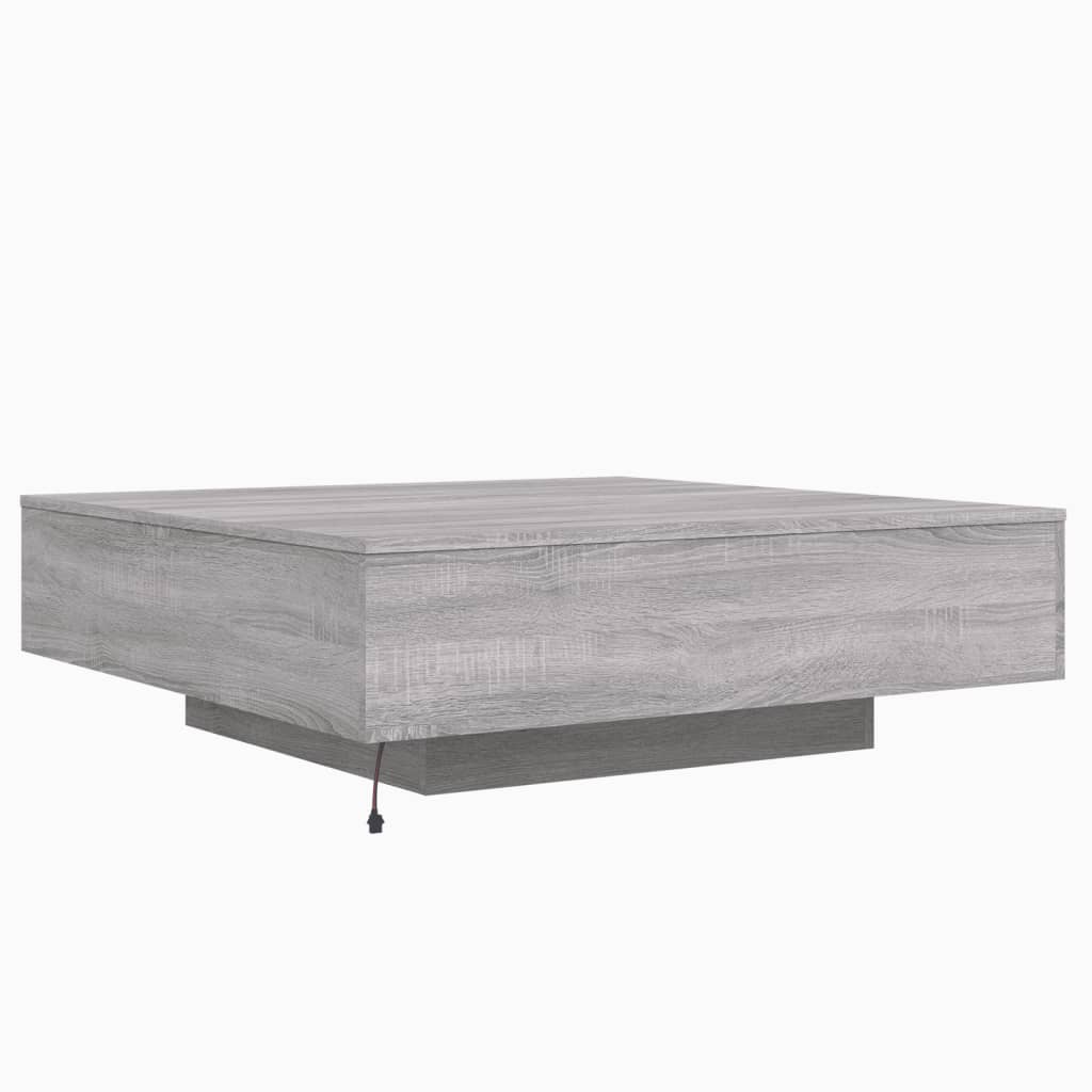 Table basse avec lumières LED sonoma gris 100x100x31 cm - Tables basses