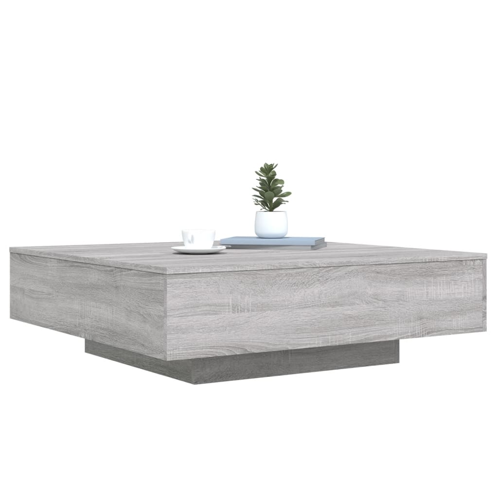 Table basse avec lumières LED sonoma gris 100x100x31 cm - Tables basses