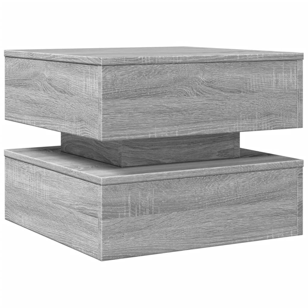Table basse avec lumières LED sonoma gris 50x50x40 cm - Tables basses