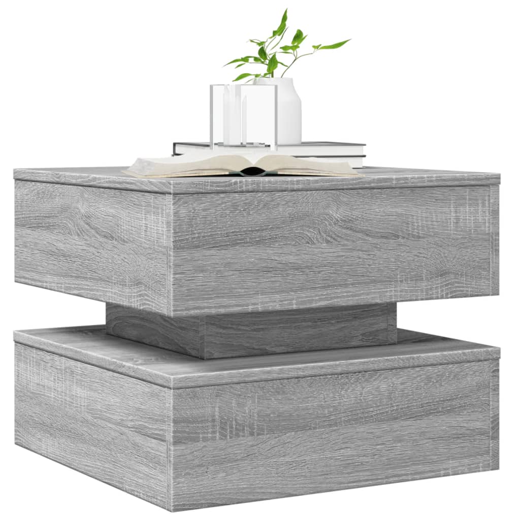 Table basse avec lumières LED sonoma gris 50x50x40 cm - Tables basses
