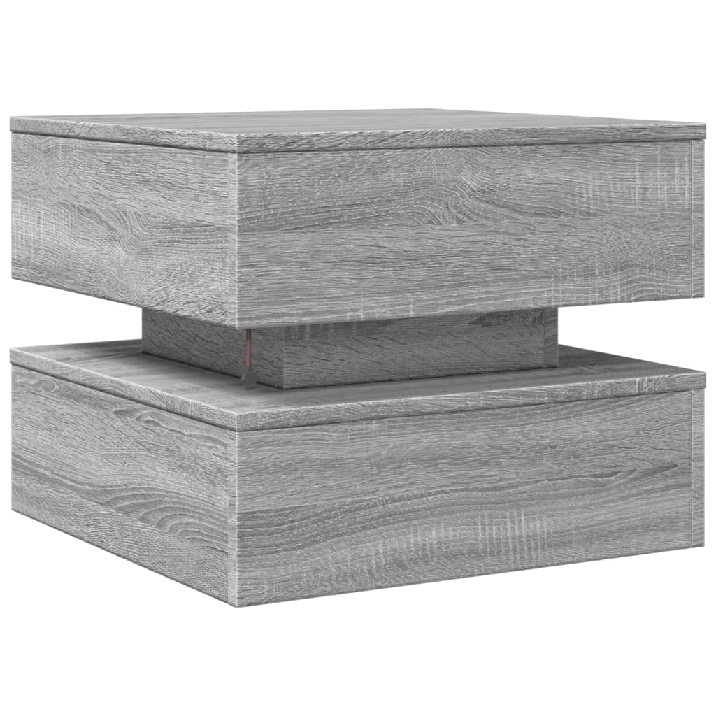 Table basse avec lumières LED sonoma gris 50x50x40 cm - Tables basses