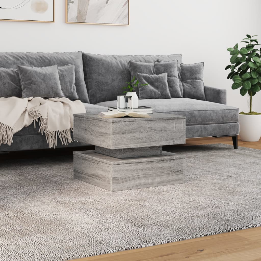 Table basse avec lumières LED sonoma gris 50x50x40 cm - Tables basses