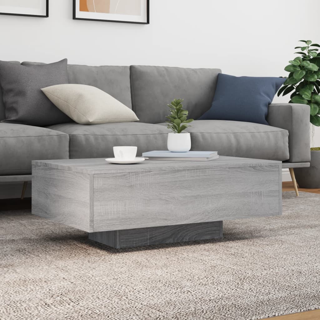 Table basse avec lumières LED sonoma gris 85x55x31 cm - Tables basses