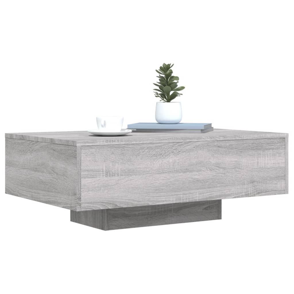 Table basse avec lumières LED sonoma gris 85x55x31 cm - Tables basses