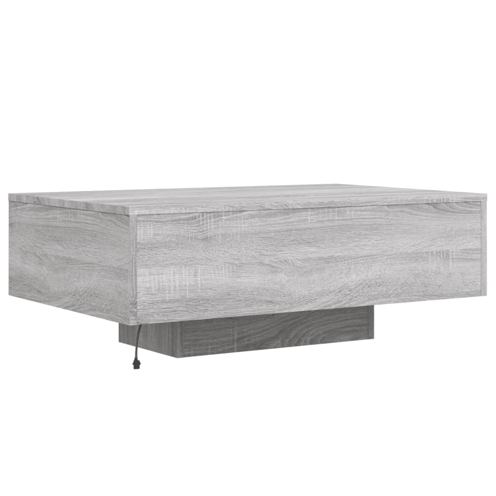Table basse avec lumières LED sonoma gris 85x55x31 cm - Tables basses