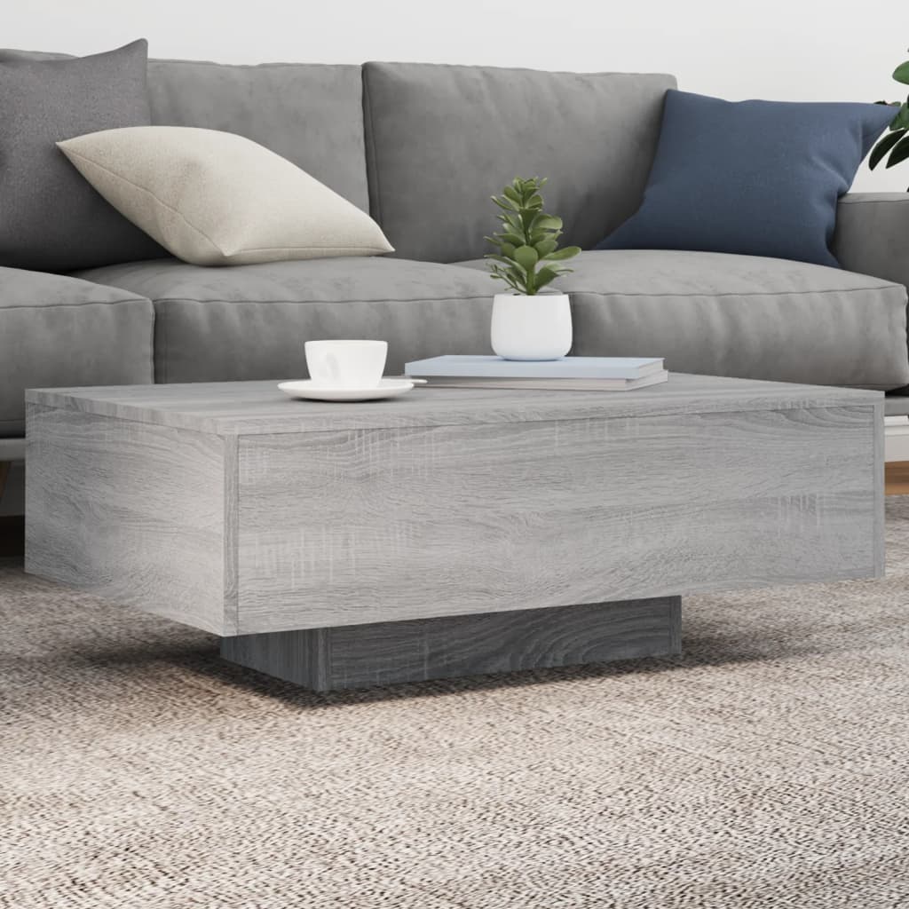 Table basse avec lumières LED sonoma gris 85x55x31 cm - Tables basses