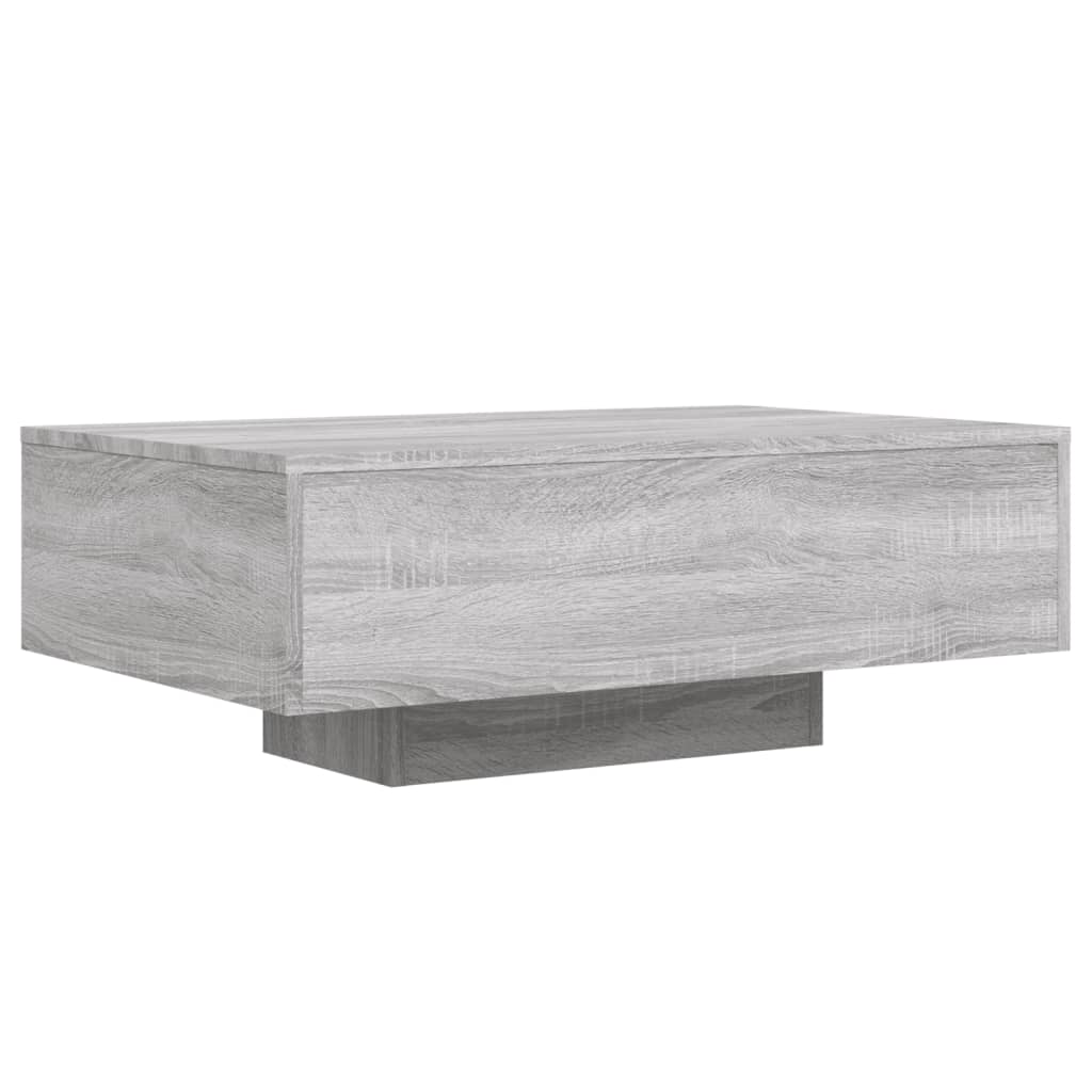 Table basse avec lumières LED sonoma gris 85x55x31 cm - Tables basses