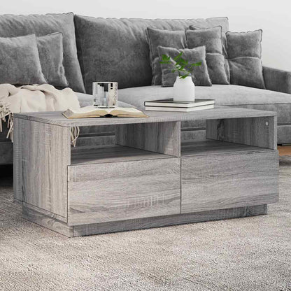 Table basse avec lumières LED sonoma gris 90x49x40 cm - Tables basses