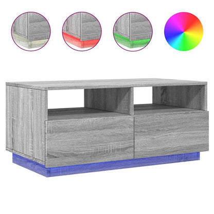Table basse avec lumières LED sonoma gris 90x49x40 cm - Tables basses