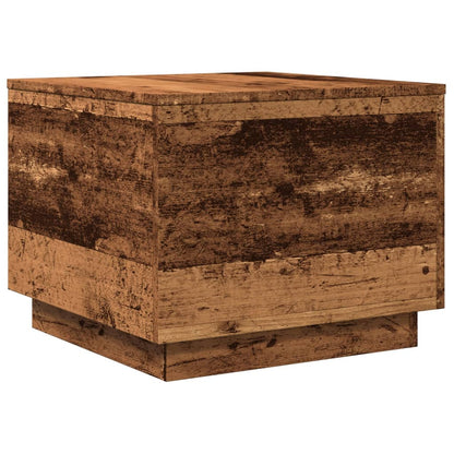 Table basse avec lumières LED vieux bois 50x50x40 cm - Tables basses