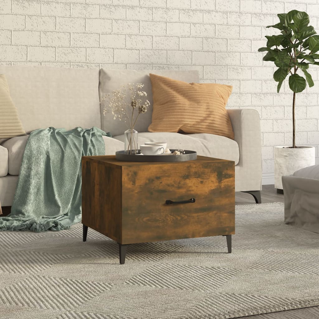 Table basse avec pieds en métal Chêne fumé 50x50x40 cm - Tables basses