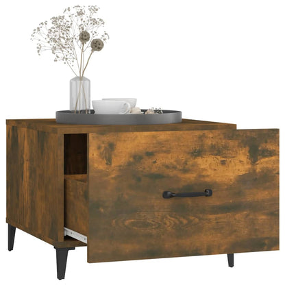 Table basse avec pieds en métal Chêne fumé 50x50x40 cm - Tables basses