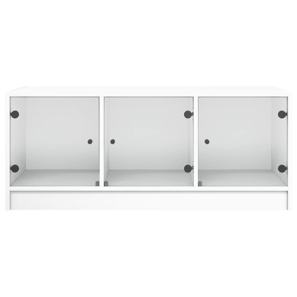 Table basse avec portes en verre blanc 102x50x42 cm - Tables basses