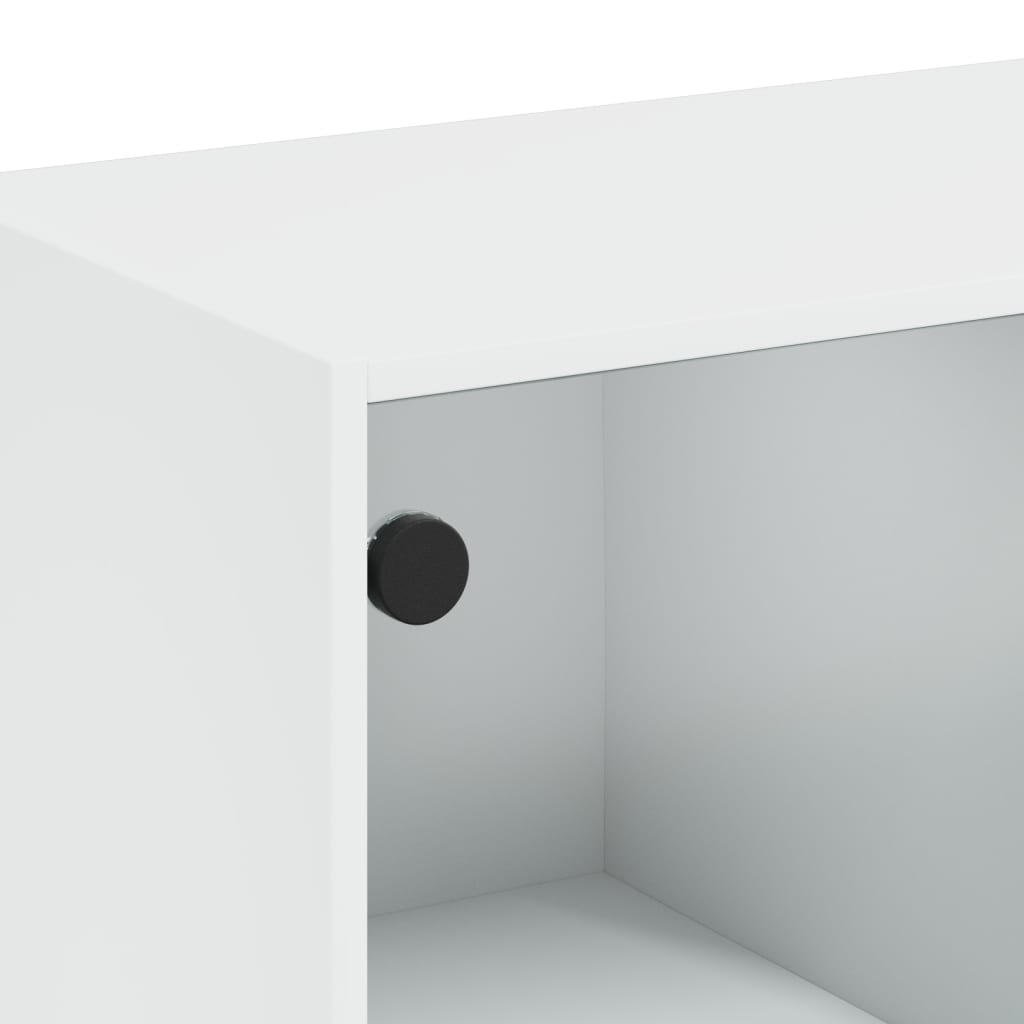 Table basse avec portes en verre blanc 102x50x42 cm - Tables basses