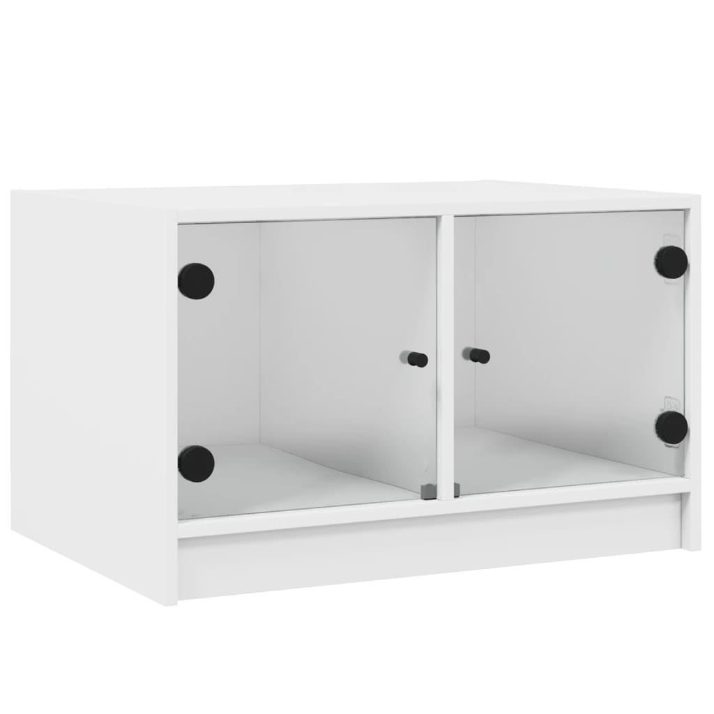 Table basse avec portes en verre blanc 68x50x42 cm - Tables basses