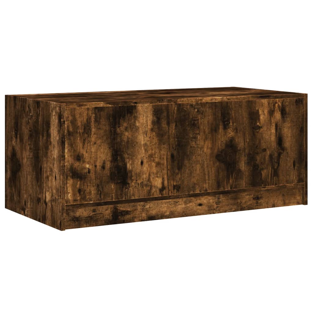 Table basse avec portes en verre chêne fumé 102x50x42 cm - Tables basses