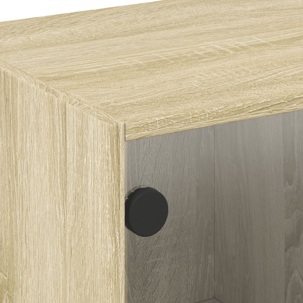 Table basse avec portes en verre chêne sonoma 68x50x42 cm - Tables basses