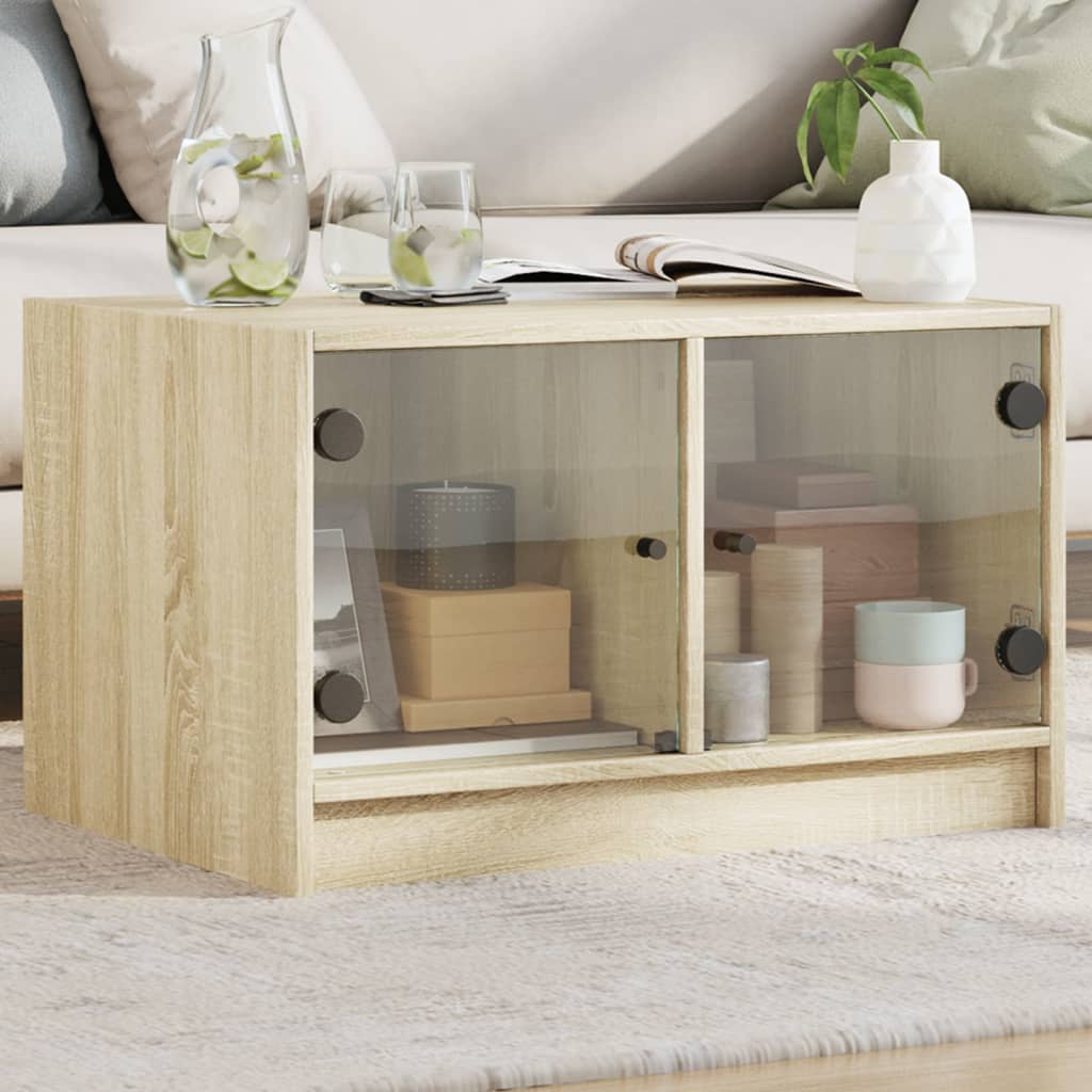 Table basse avec portes en verre chêne sonoma 68x50x42 cm - Tables basses
