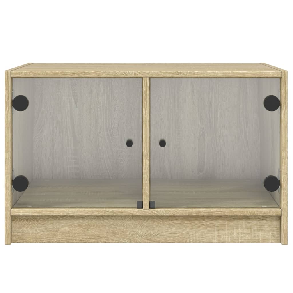 Table basse avec portes en verre chêne sonoma 68x50x42 cm - Tables basses
