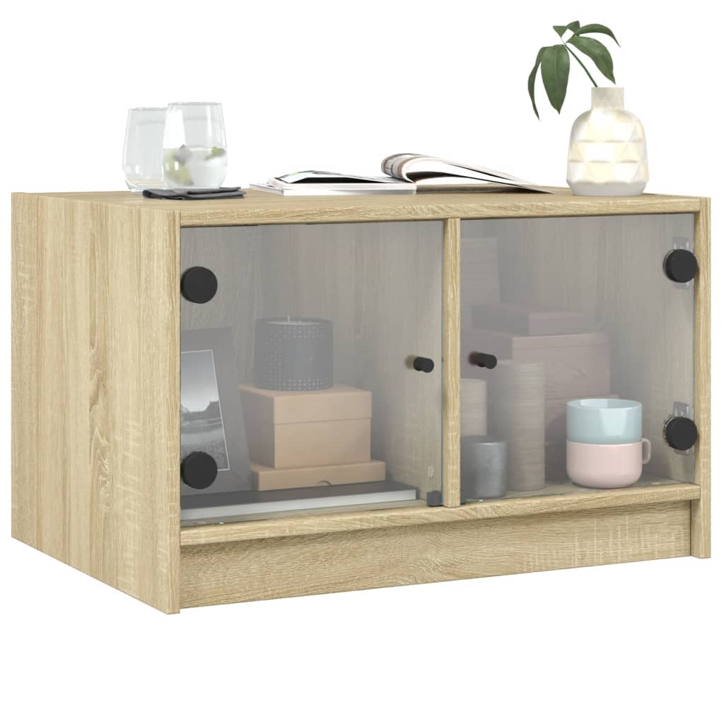 Table basse avec portes en verre chêne sonoma 68x50x42 cm - Tables basses
