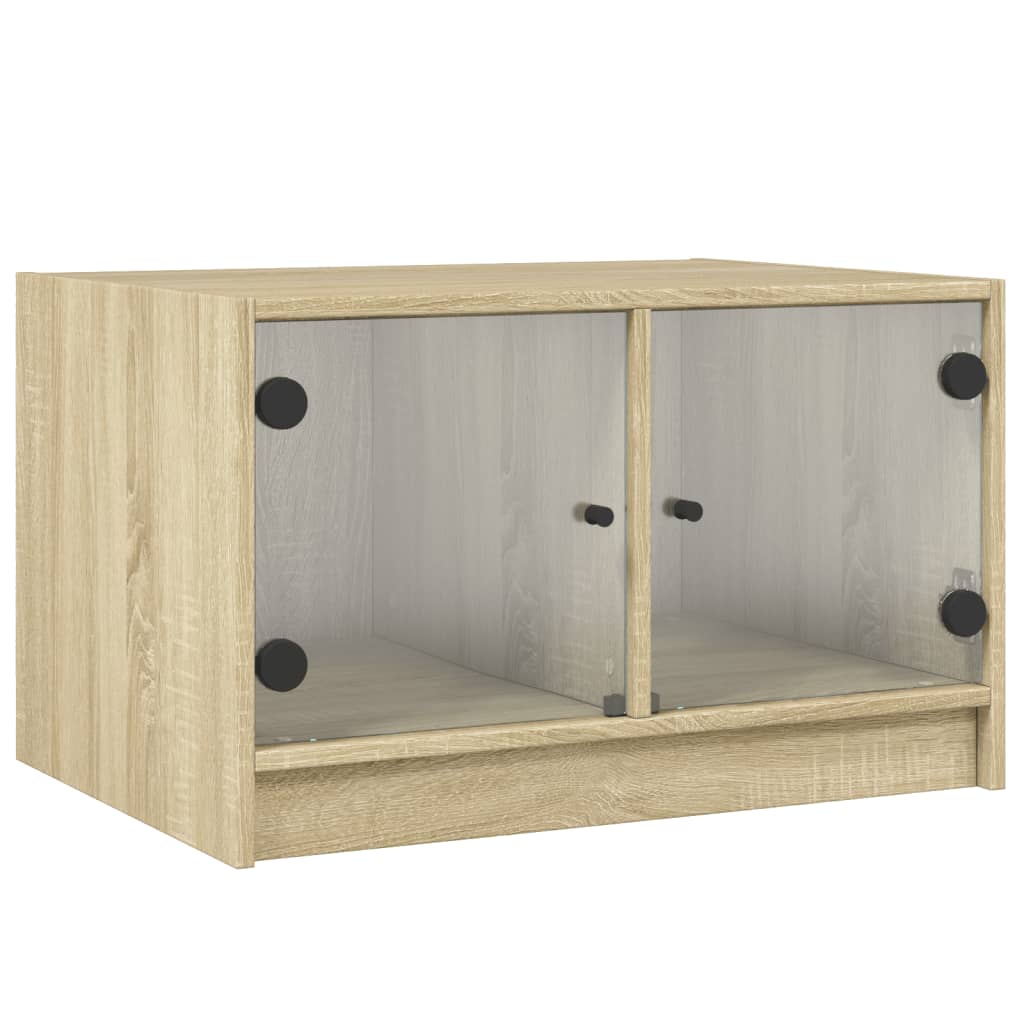 Table basse avec portes en verre chêne sonoma 68x50x42 cm - Tables basses
