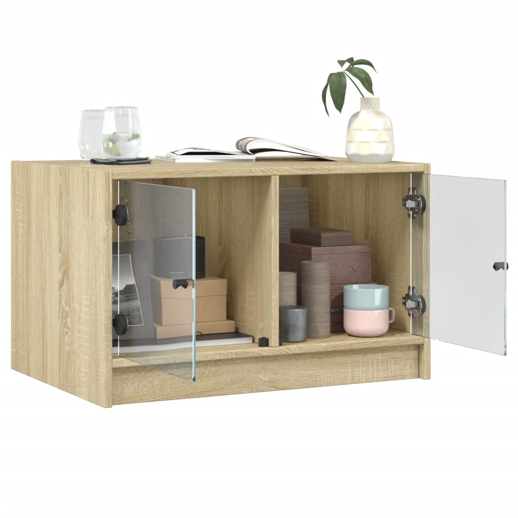 Table basse avec portes en verre chêne sonoma 68x50x42 cm - Tables basses
