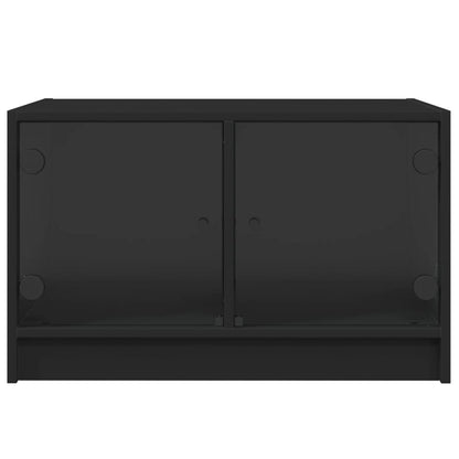 Table basse avec portes en verre noir 68x50x42 cm - Tables basses