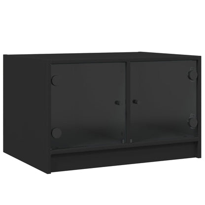 Table basse avec portes en verre noir 68x50x42 cm - Tables basses