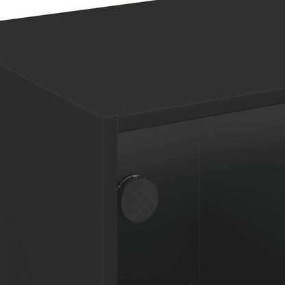 Table basse avec portes en verre noir 68x50x42 cm - Tables basses