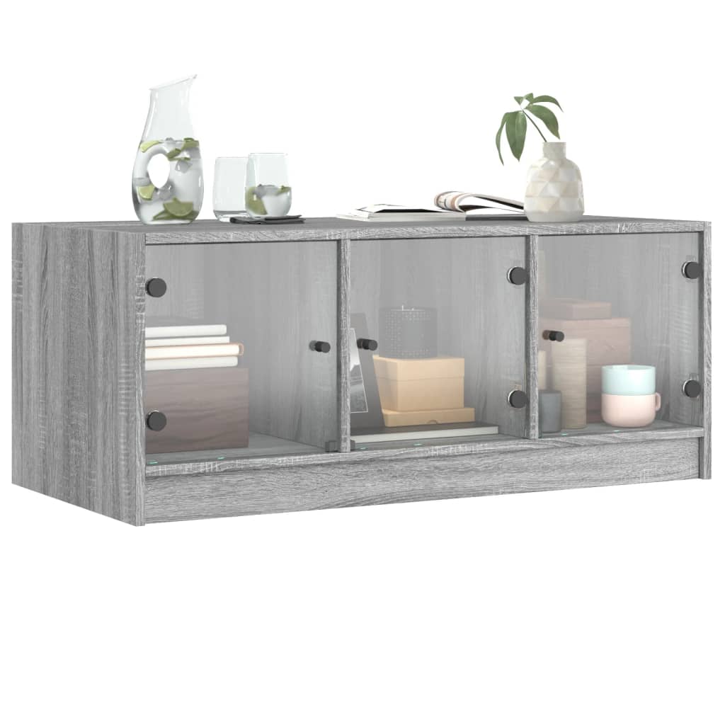 Table basse avec portes en verre sonoma gris 102x50x42 cm - Tables basses