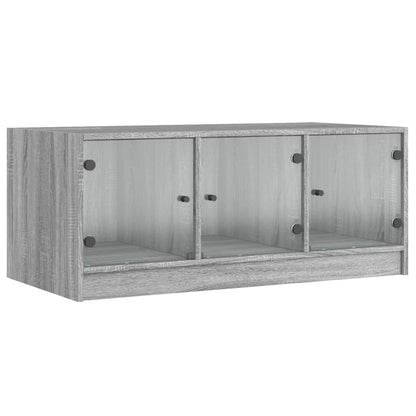 Table basse avec portes en verre sonoma gris 102x50x42 cm - Tables basses