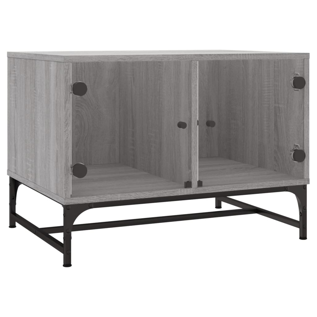Table basse avec portes en verre sonoma gris 68,5x50x50 cm - Tables basses