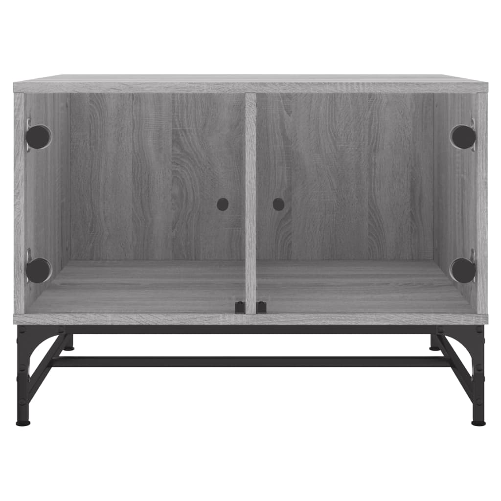 Table basse avec portes en verre sonoma gris 68,5x50x50 cm - Tables basses
