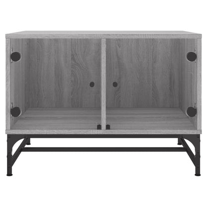 Table basse avec portes en verre sonoma gris 68,5x50x50 cm - Tables basses