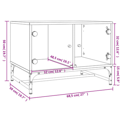 Table basse avec portes en verre sonoma gris 68,5x50x50 cm - Tables basses
