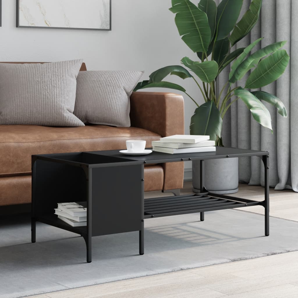 Table basse avec support noir 100x51x40 cm bois d’ingénierie - Tables basses