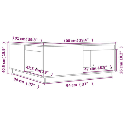 Table basse Blanc 100x101x40,5 cm Bois massif de pin - Tables basses