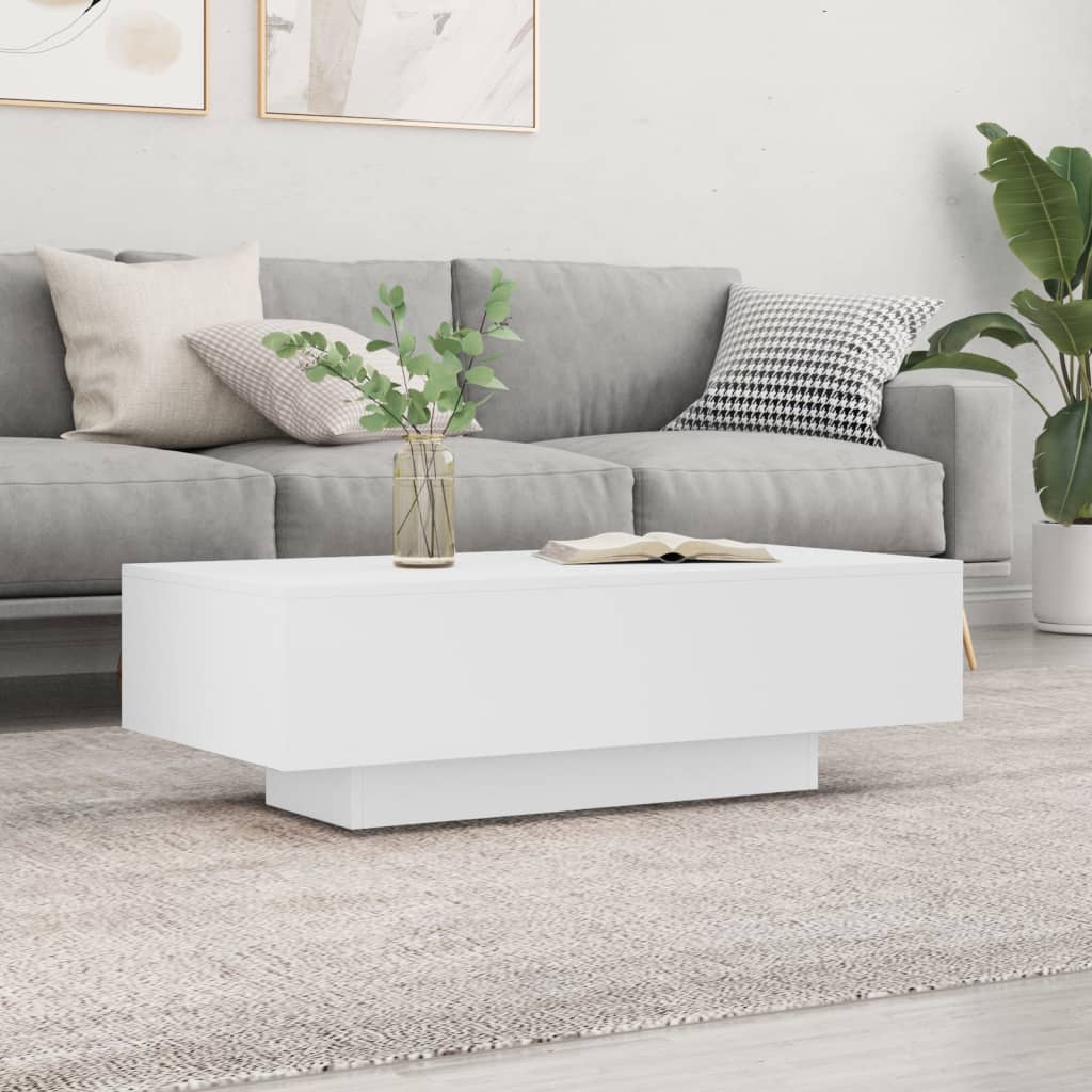 Table basse blanc 100x49,5x31 cm bois d’ingénierie - Tables basses