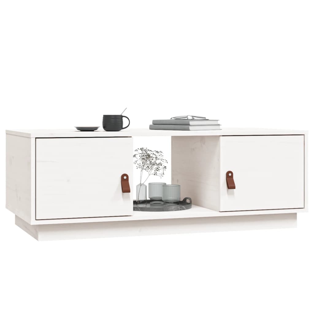 Table basse Blanc 100x50x35 cm Bois massif de pin - Tables basses
