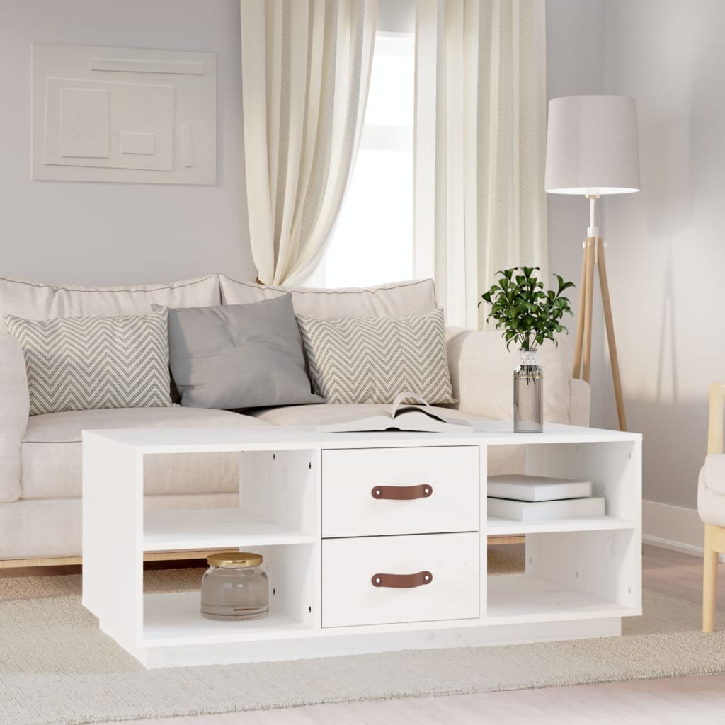 Table basse Blanc 100x50x41 cm Bois massif de pin - Tables basses