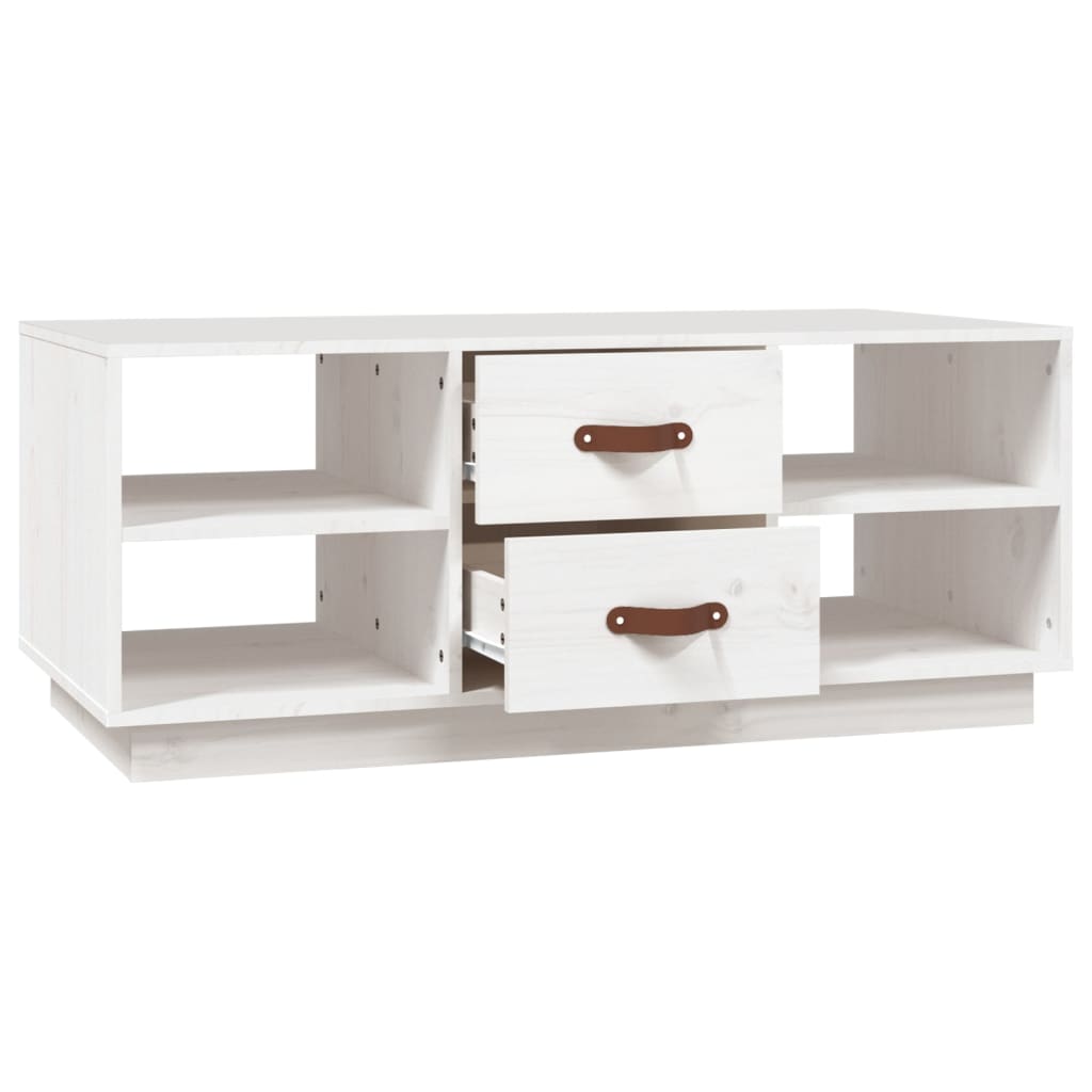 Table basse Blanc 100x50x41 cm Bois massif de pin - Tables basses