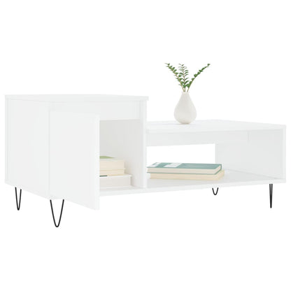 Table basse Blanc 100x50x45 cm Bois d’ingénierie - Tables basses