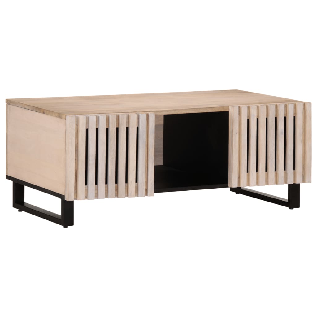 Table basse blanc 100x55x40 cm bois de manguier massif - Tables basses