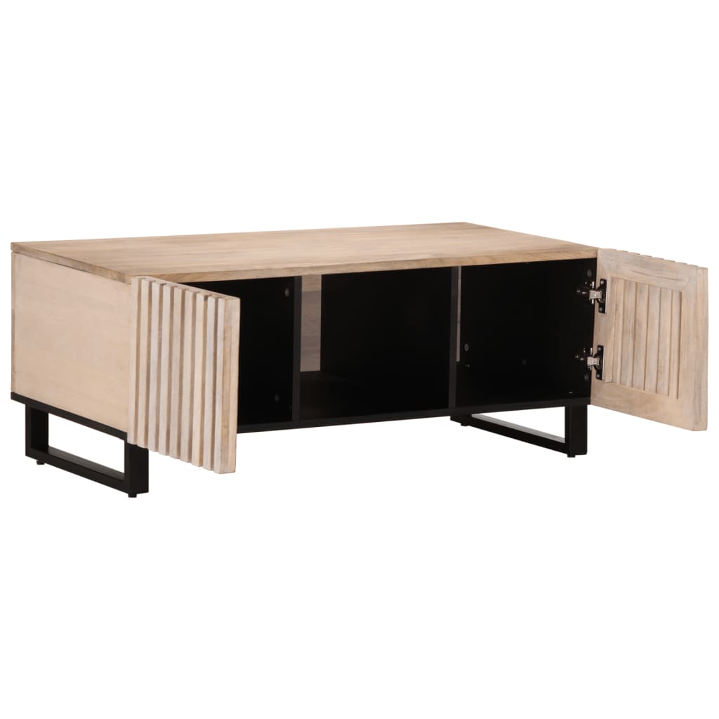 Table basse blanc 100x55x40 cm bois de manguier massif - Tables basses