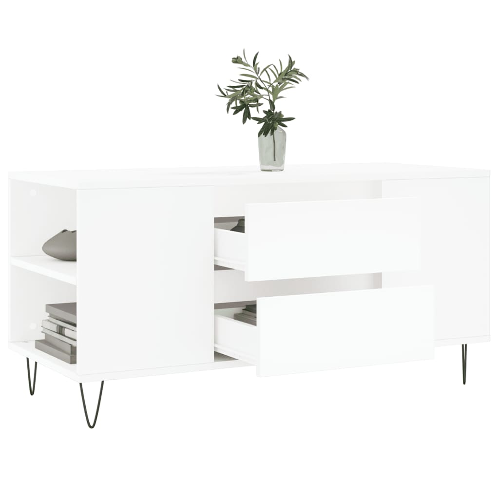 Table basse blanc 102x44,5x50 cm bois d’ingénierie - Tables basses