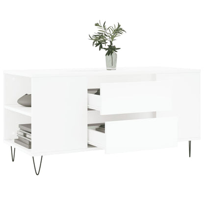 Table basse blanc 102x44,5x50 cm bois d’ingénierie - Tables basses