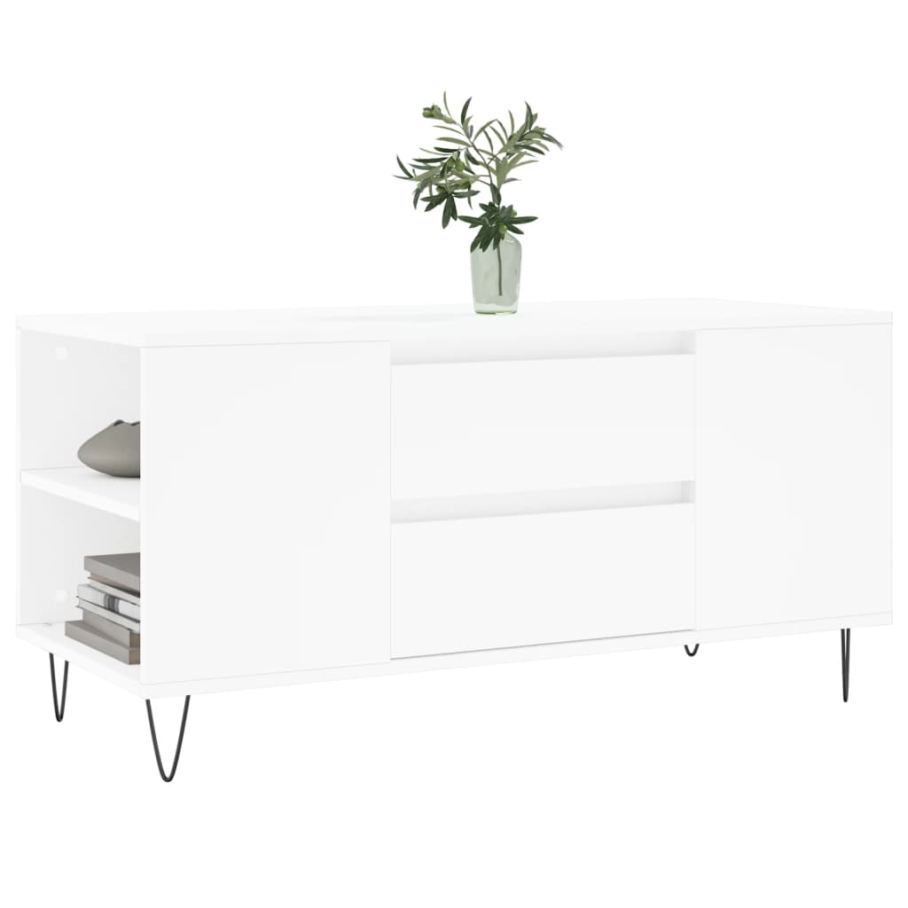 Table basse blanc 102x44,5x50 cm bois d’ingénierie - Tables basses