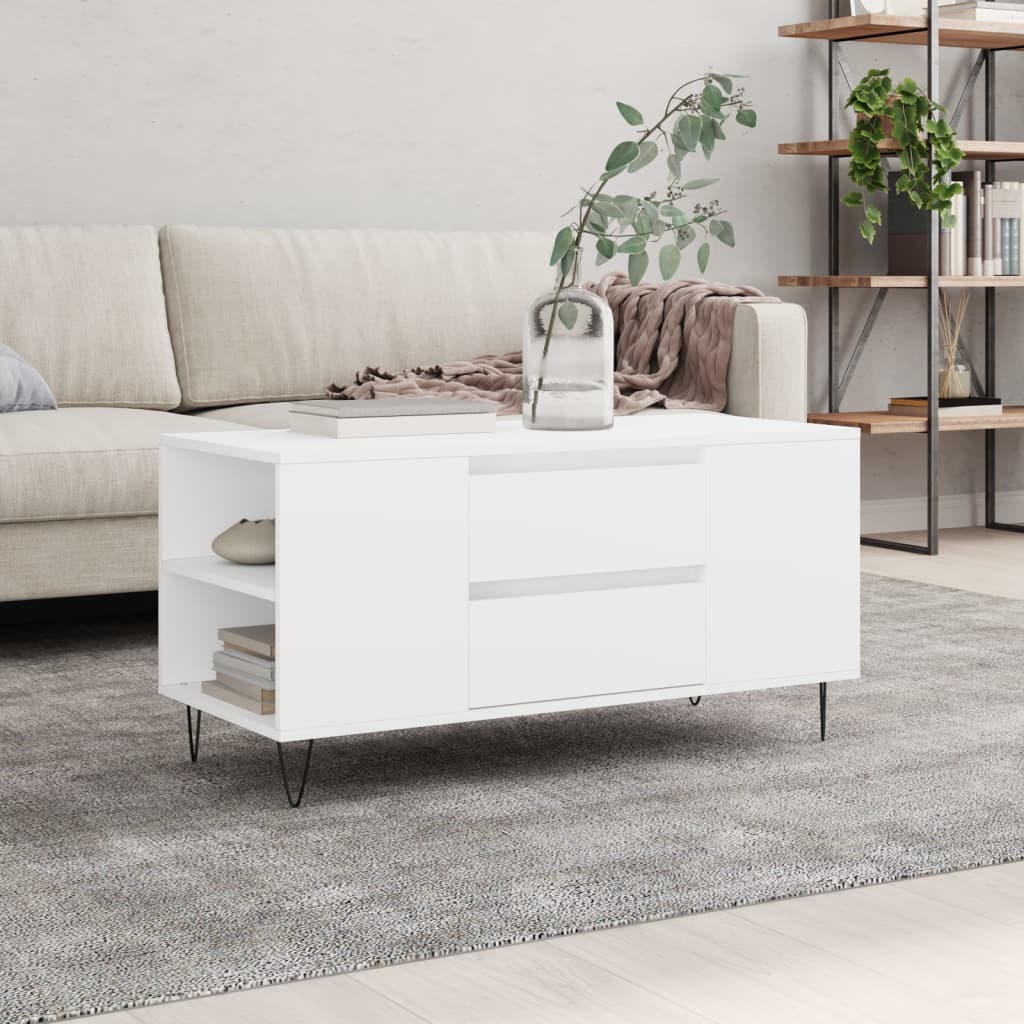 Table basse blanc 102x44,5x50 cm bois d’ingénierie - Tables basses