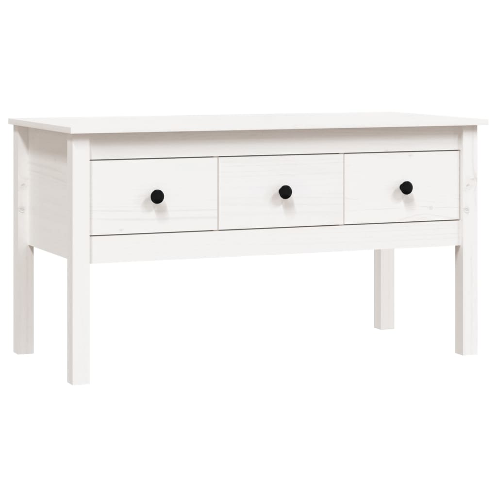 Table basse Blanc 102x49x55 cm Bois massif de pin - Tables basses