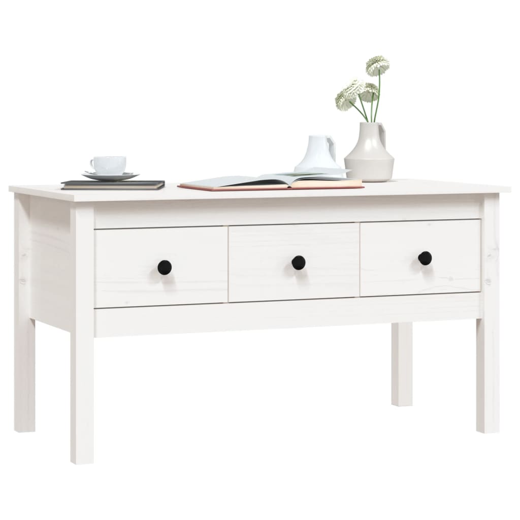 Table basse Blanc 102x49x55 cm Bois massif de pin - Tables basses
